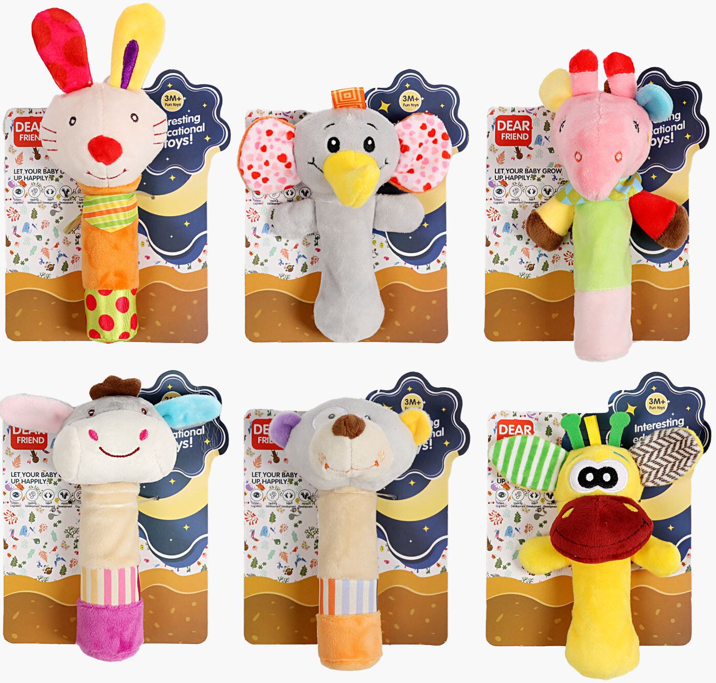 Dear Friend Textile Rattle 688 M-1/2/3/4/5/6, Assorted