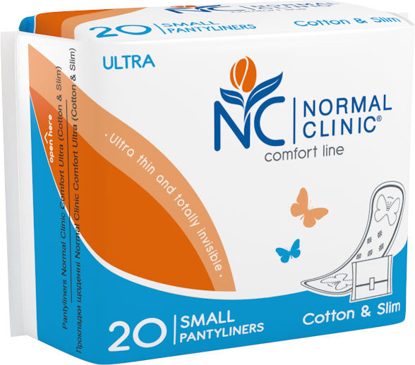 Normal Clinic Comfort Ultra Cotton & Slim Small Panty Liners, 20 pcs
