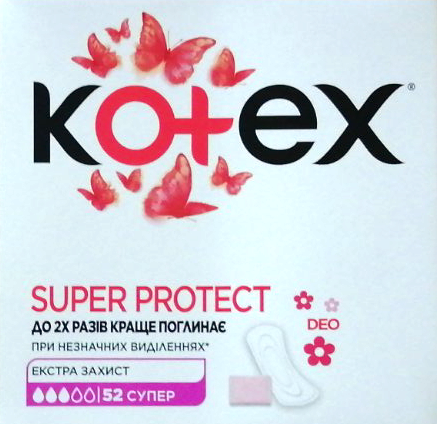 Kotex Super Deo Panty Liners, 52 pcs