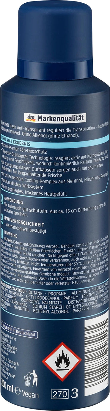 Balea Men Fresh Aerosol Antiperspirant Deodorant, 200 mL - Image 2
