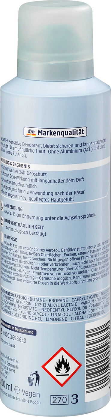 Balea Men Sensitive Aerosol Antiperspirant Deodorant, 200 mL - Image 2
