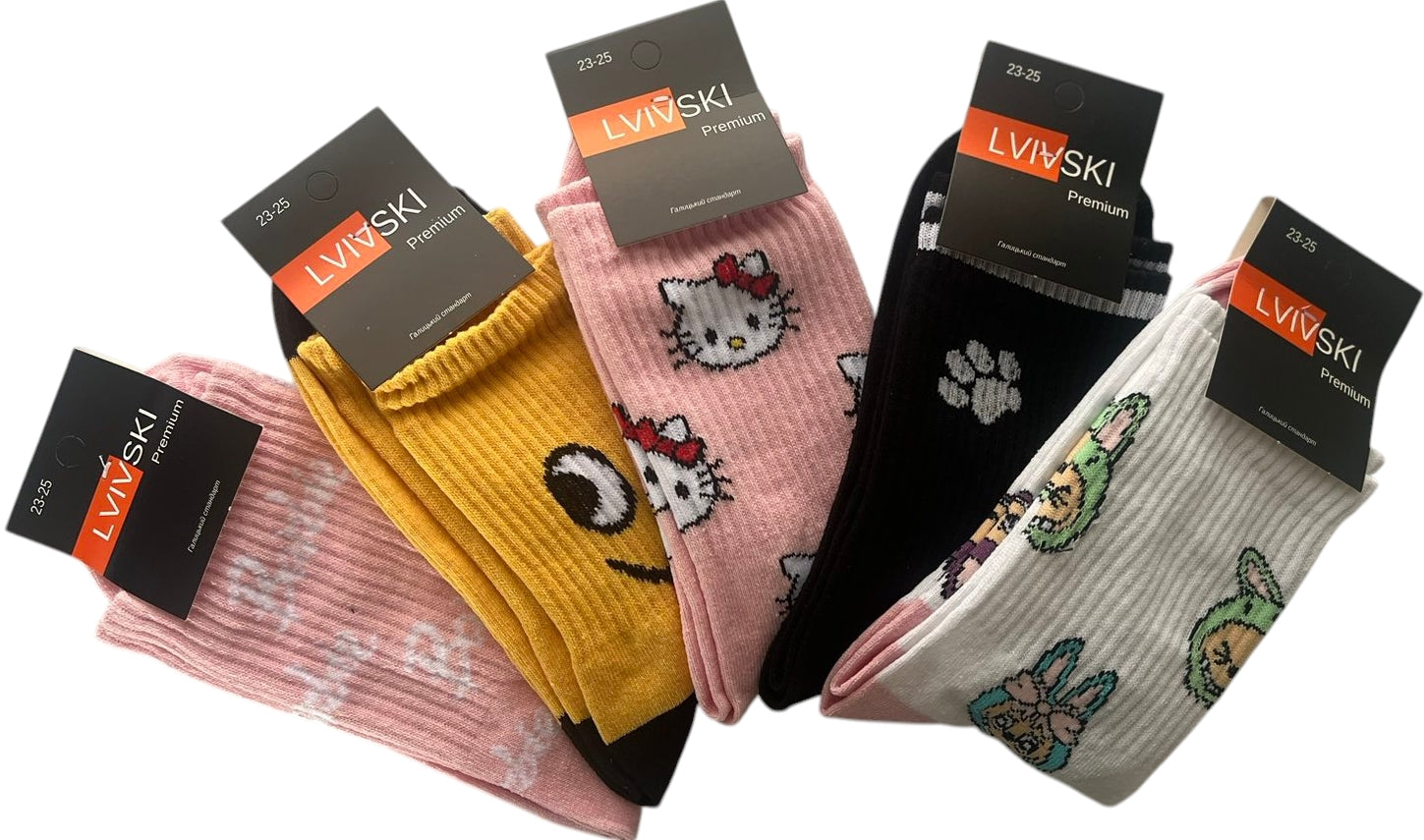 Lvivski Premium Women's Long Printed Socks, Size 23-25