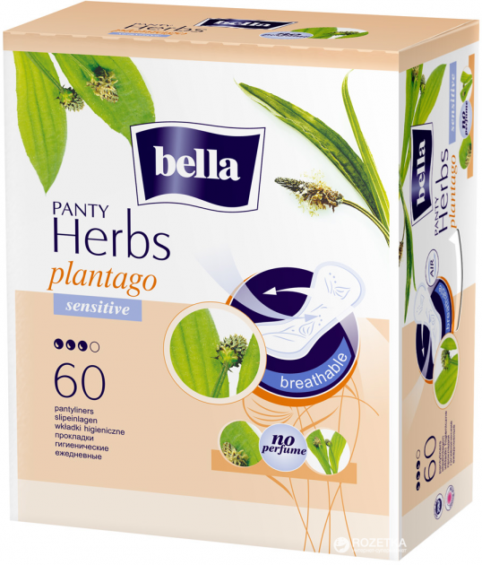 Bella Panty Herbs Plantago Panty Liners, 60 pcs