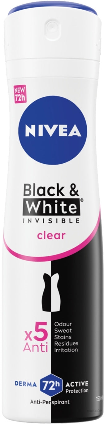 Nivea DezoDorant-antyperspirant Women's Black&White Clear Spray, 150 mL