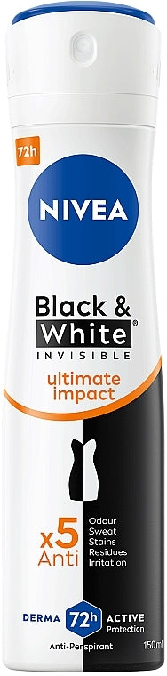 Nivea DezoDorant-antyperspirant Women's Black&White Ultimate Impact Spray, 150 mL