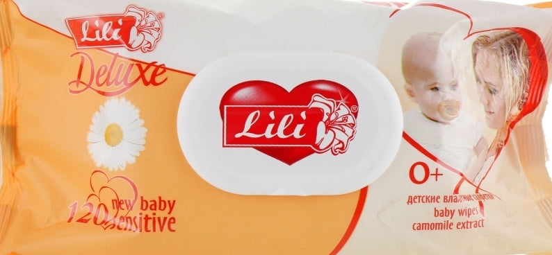 Lili Deluxe Baby Wet Wipes with Chamomile Extract & Lid, 120 pcs