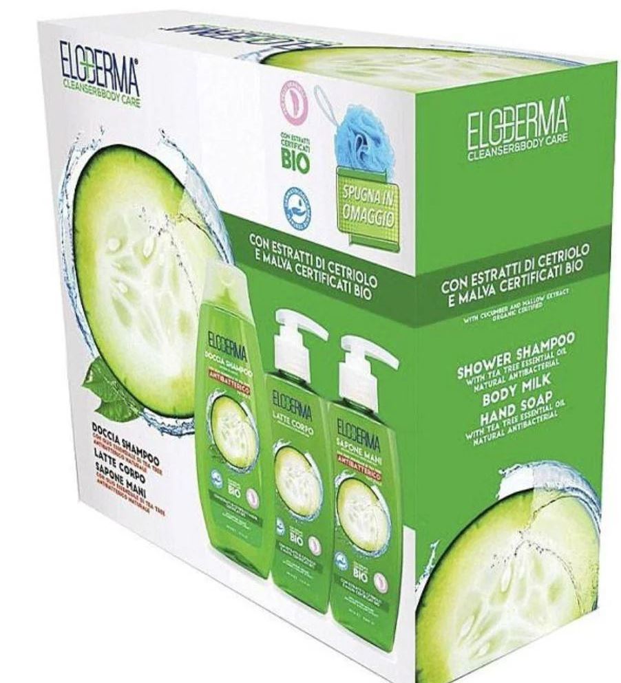 Eloderma Cucumber Mallow Women's Gift Set: Shampoo 400 mL + Liquid Soap 300 mL + Body Milk 300 mL
