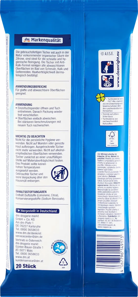 Denkmit Bathroom Cleaning Wet Wipes, 20 pcs - Image 2
