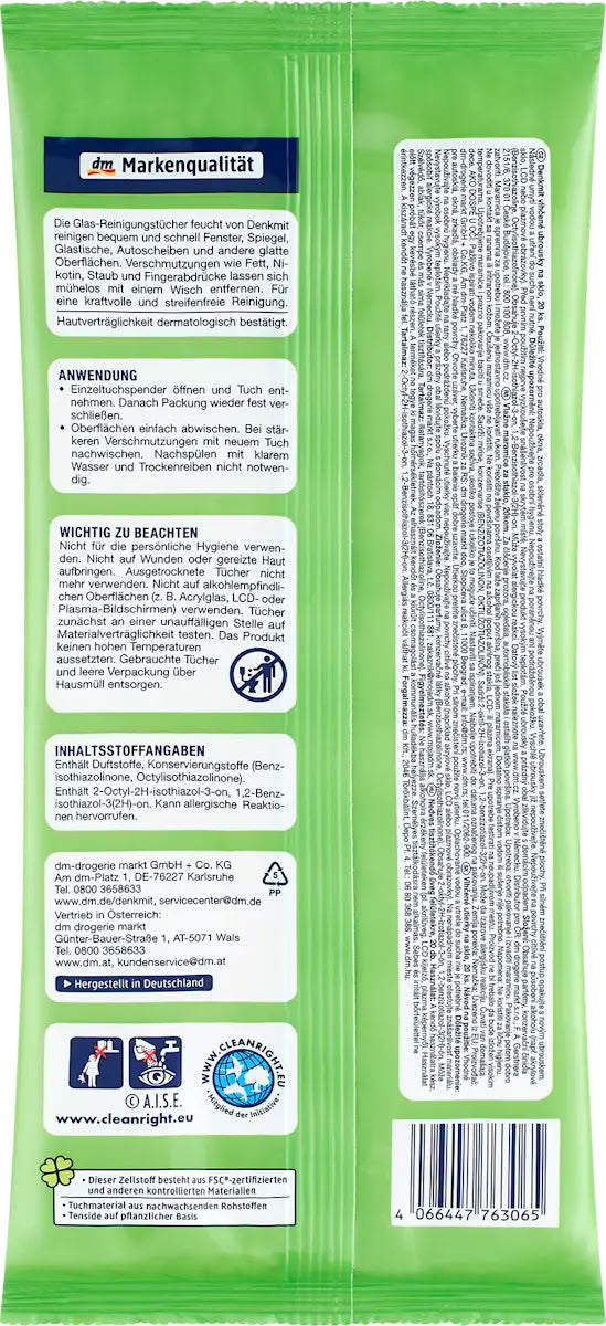 Denkmit Glass Cleaning Wet Wipes, 20 pcs - Image 2