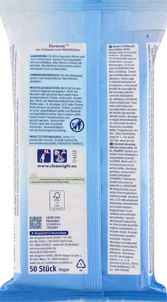 Denkmit All-Purpose Cleaning Wet Wipes, 50 pcs - Image 2