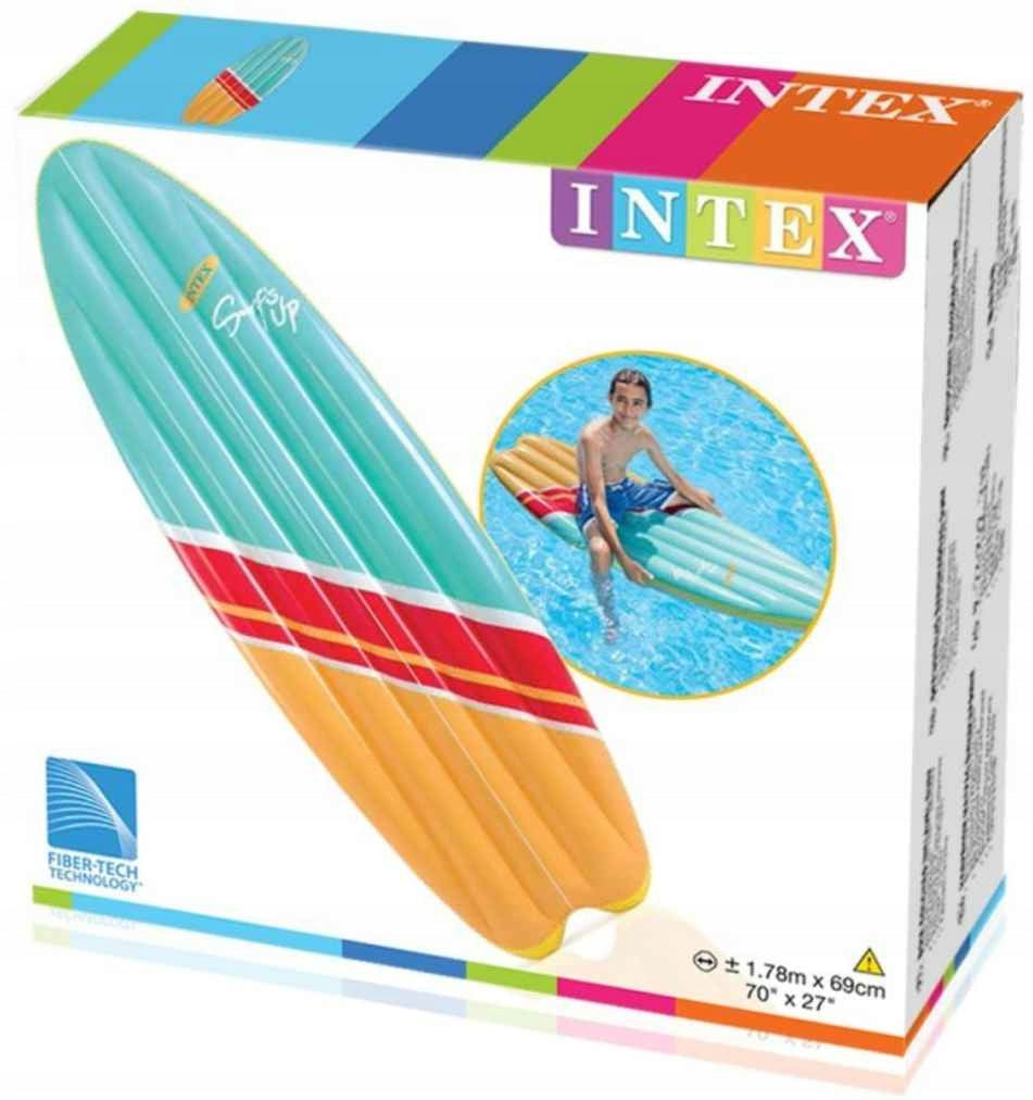 Intex 58152 Surfboard Inflatable Air Mattress for Ages 15+, 178 x 69 cm
