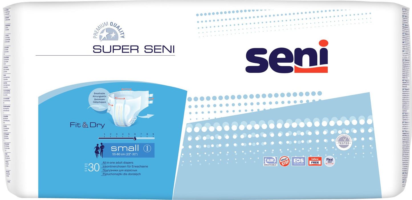 Seni Super Small Adult Incontinence Briefs, 30 pcs, 55-85 cm