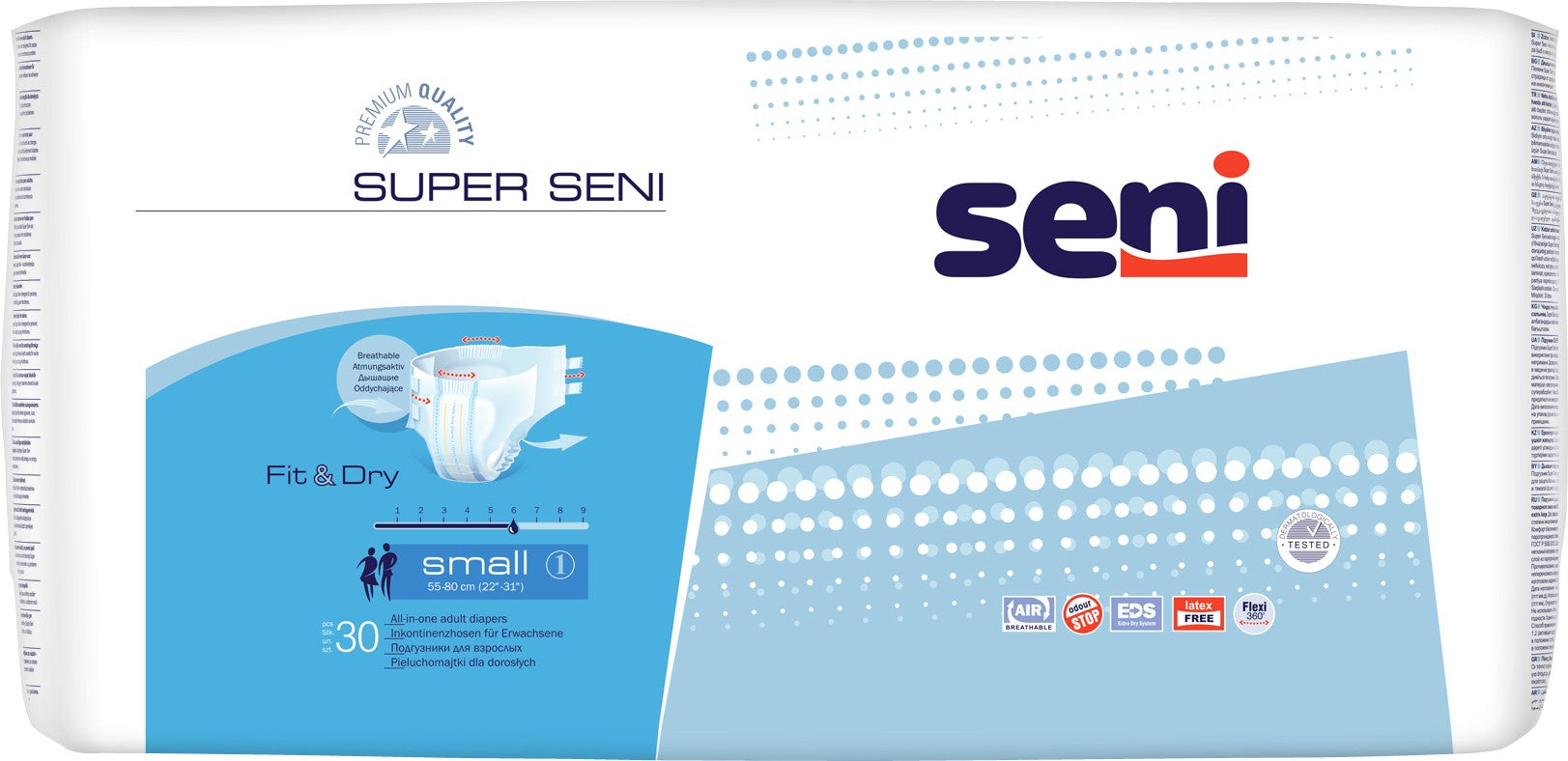 Seni Super Small Adult Incontinence Briefs, 30 pcs, 55-85 cm