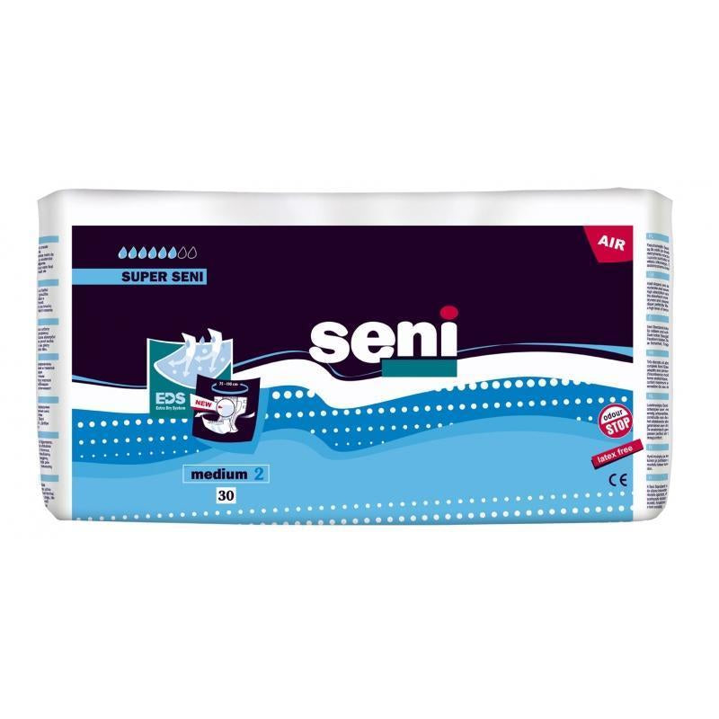 Seni Super Medium Air Adult Incontinence Briefs, 30 pcs, 75-110 cm