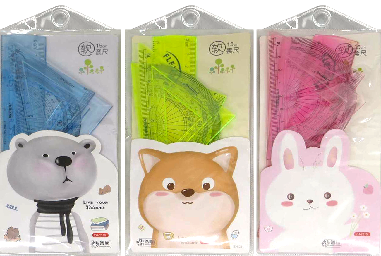 ZH-2315 Unbreakable Stationery Set, 4 pcs, 15 cm