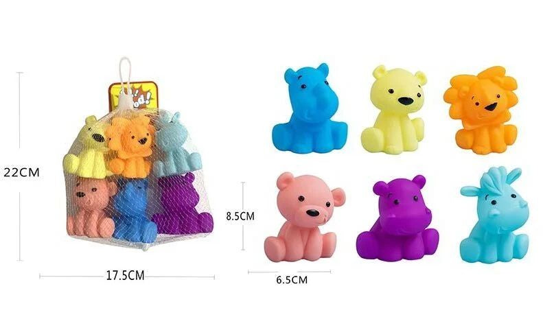 508-270 Animals Squeaky Toy Set in Net, 6 pcs