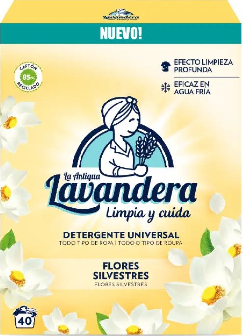 La Antigua Lavandera Universal Wildflowers Laundry Detergent Powder, 40 Loads, 2.2 kg