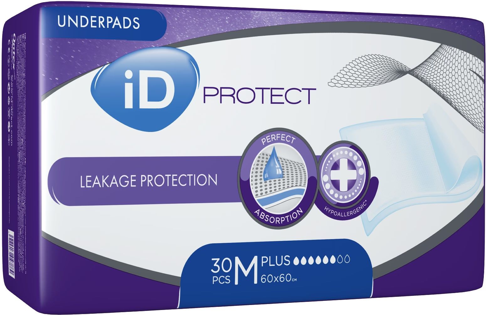 iD Protect Plus 60 x 60 cm Adult Underpads, 30 pcs