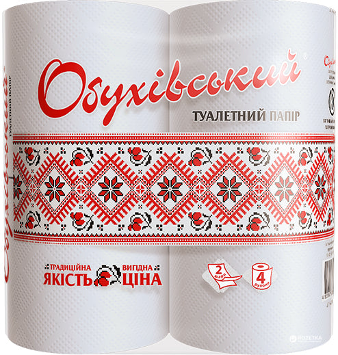 Obukhiv White 2-Ply Toilet Paper, 4 Rolls