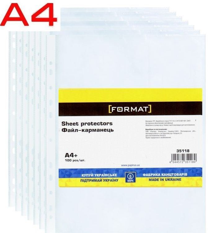 Format 35118 A4 Sheet Protectors, 40 Microns, 100 pcs