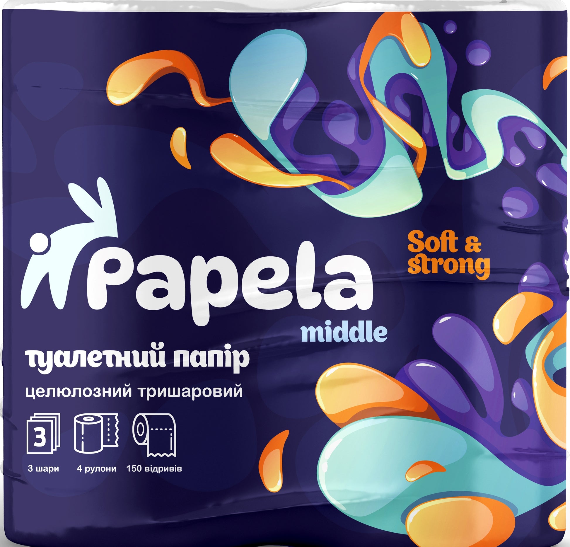 Papela Middle 3-Ply Toilet Paper, 4 Rolls