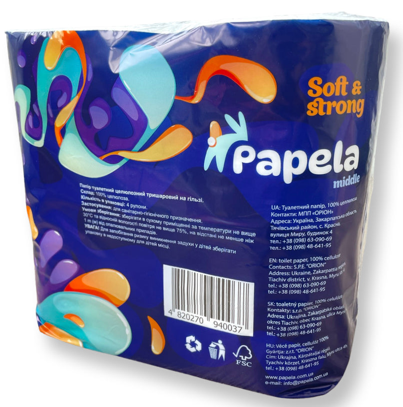 Papela Middle 3-Ply Toilet Paper, 4 Rolls - Image 3