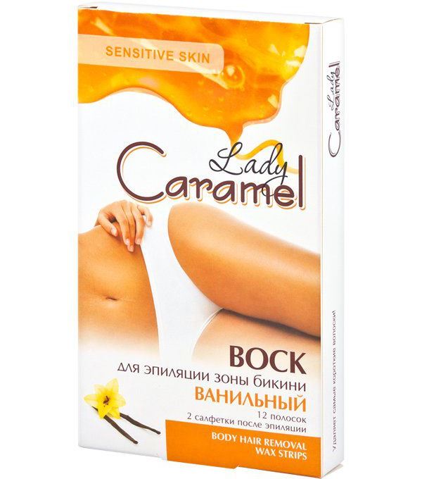 Caramel Vanilla Wax Strips for Bikini Area, 12 pcs