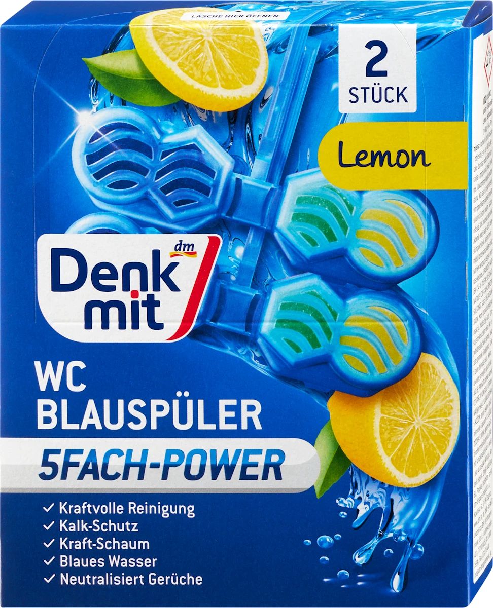 Denkmit Lemon Toilet Blocks, 2 x 48 g