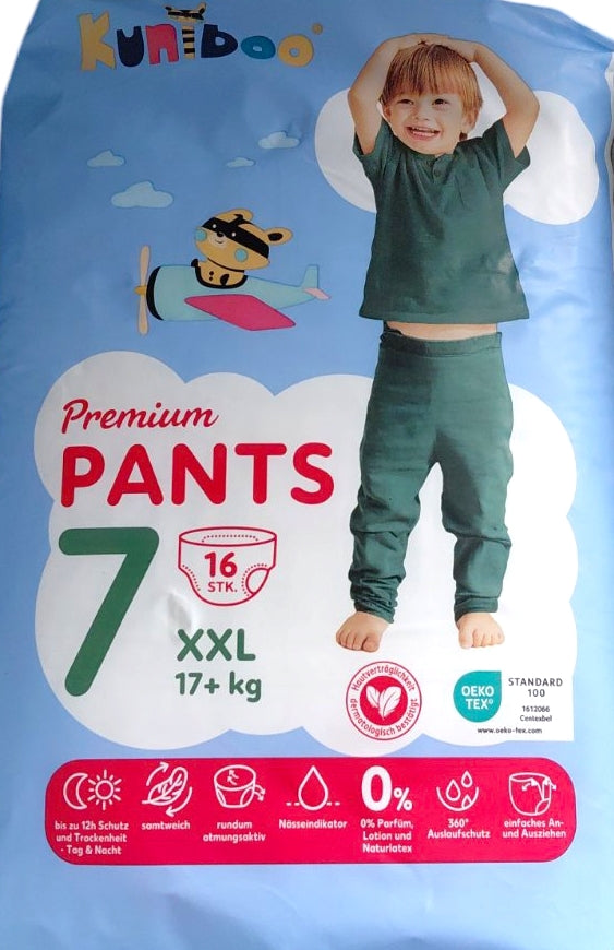 Kuniboo Premium 7 (17+ kg) Baby Pull-Up Diaper Pants, 16 pcs