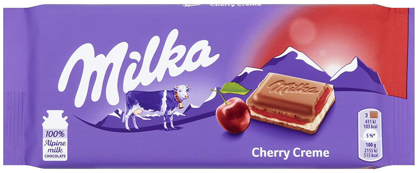 Milka Cherry Creme Milk Chocolate, 100 g