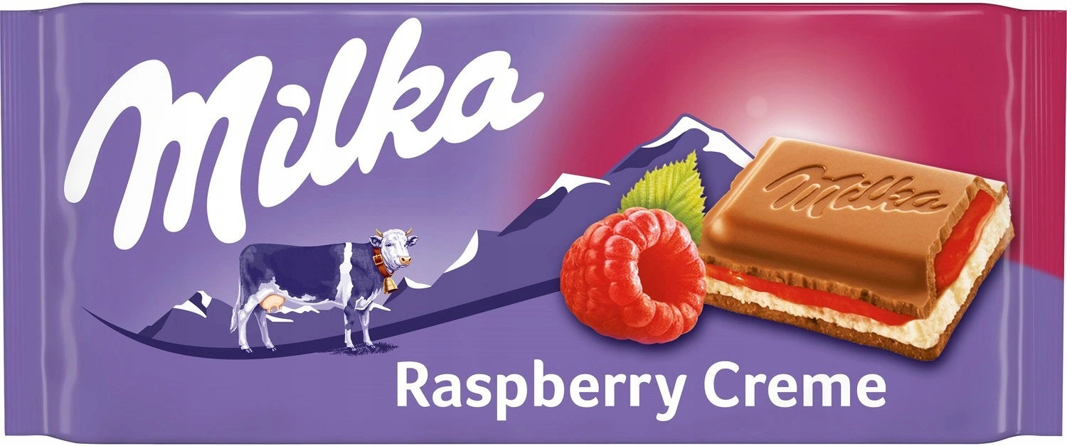 Milka Raspberry Creme Milk Chocolate, 100 g