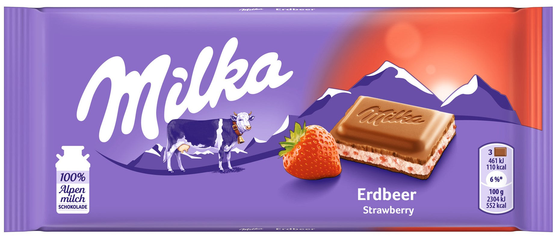 Milka Strawberry Milk Chocolate, 100 g