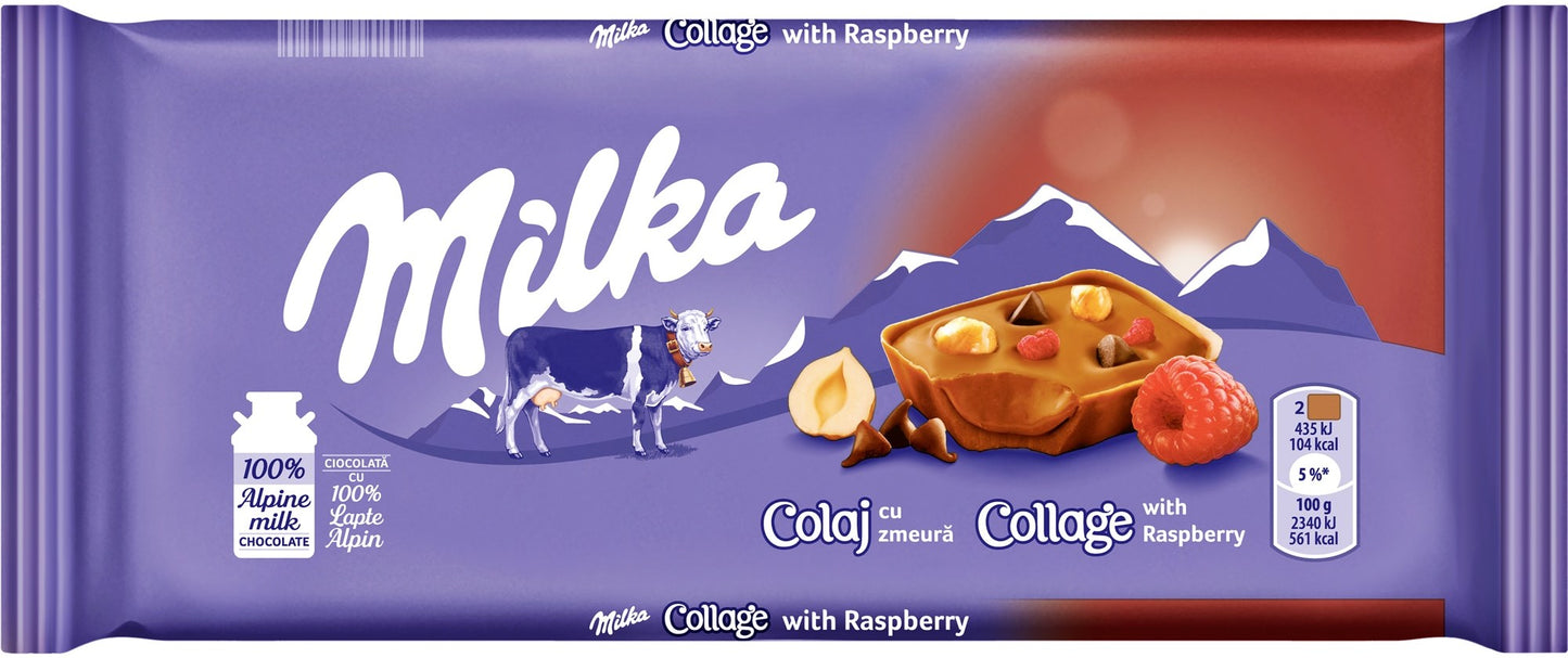 Milka Collage with Raspberry Milk Chocolate, 93 g