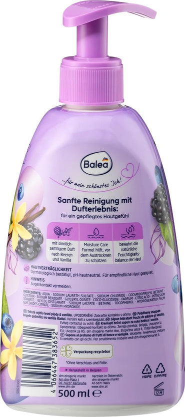 Balea Berries & Vanilla Liquid Cream Soap with Pump, 500 mL - Image 2