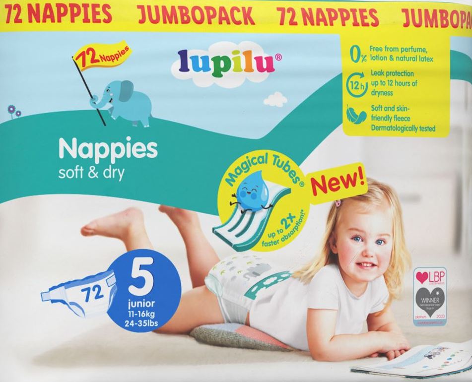 Lupilu Soft & Dry Size 5 Baby Diapers, 11-23 kg, 72 pcs