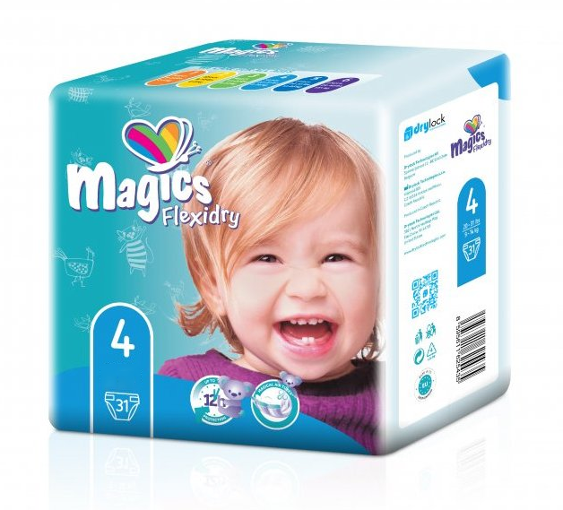 Magics Flexidry 4 Baby Diapers, 31 pcs, 10-17 kg