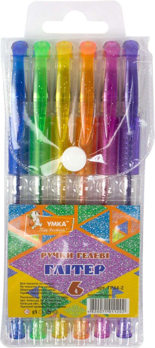 Umka GR44-2 Glitter Gel Pen Set, 6 Colors