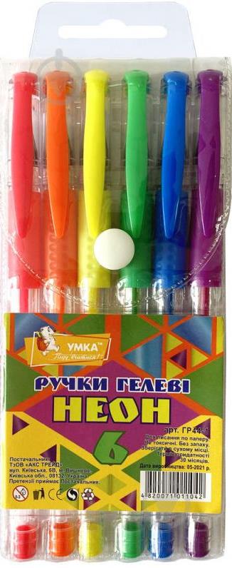 Umka GR44-1 Neon Gel Pen Set, 6 Colors