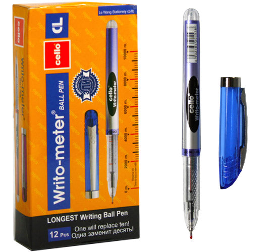 Cello Writo-Meter Blue Ballpoint Pen, 10 km