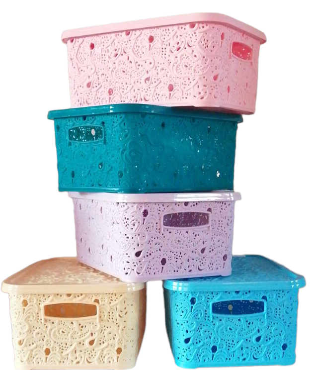Efe Plastik Openwork Basket with Lid, 6 L