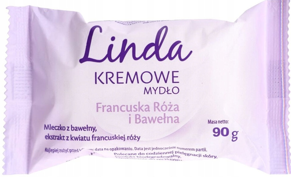 Linda French Rose & Cotton Bar Soap, 90 g