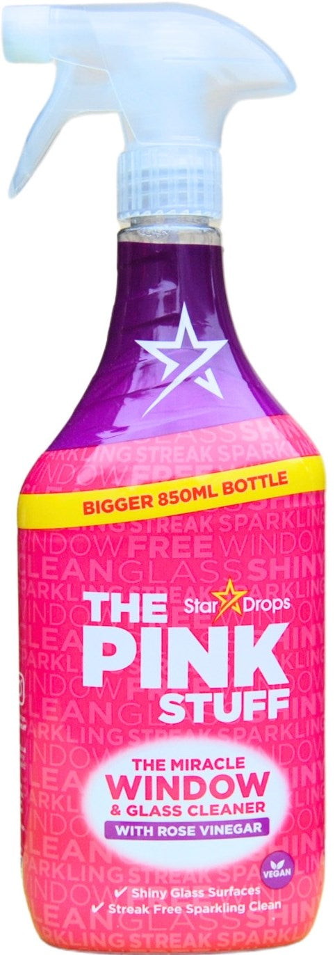 The Pink Stuff Rose Vinegar Glass & Mirror Cleaner Spray, 850 mL
