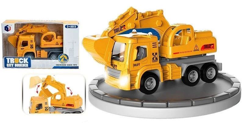 Truck 1108-1 Friction-Powered Excavator with Sound, Lights & Rubber Wheels