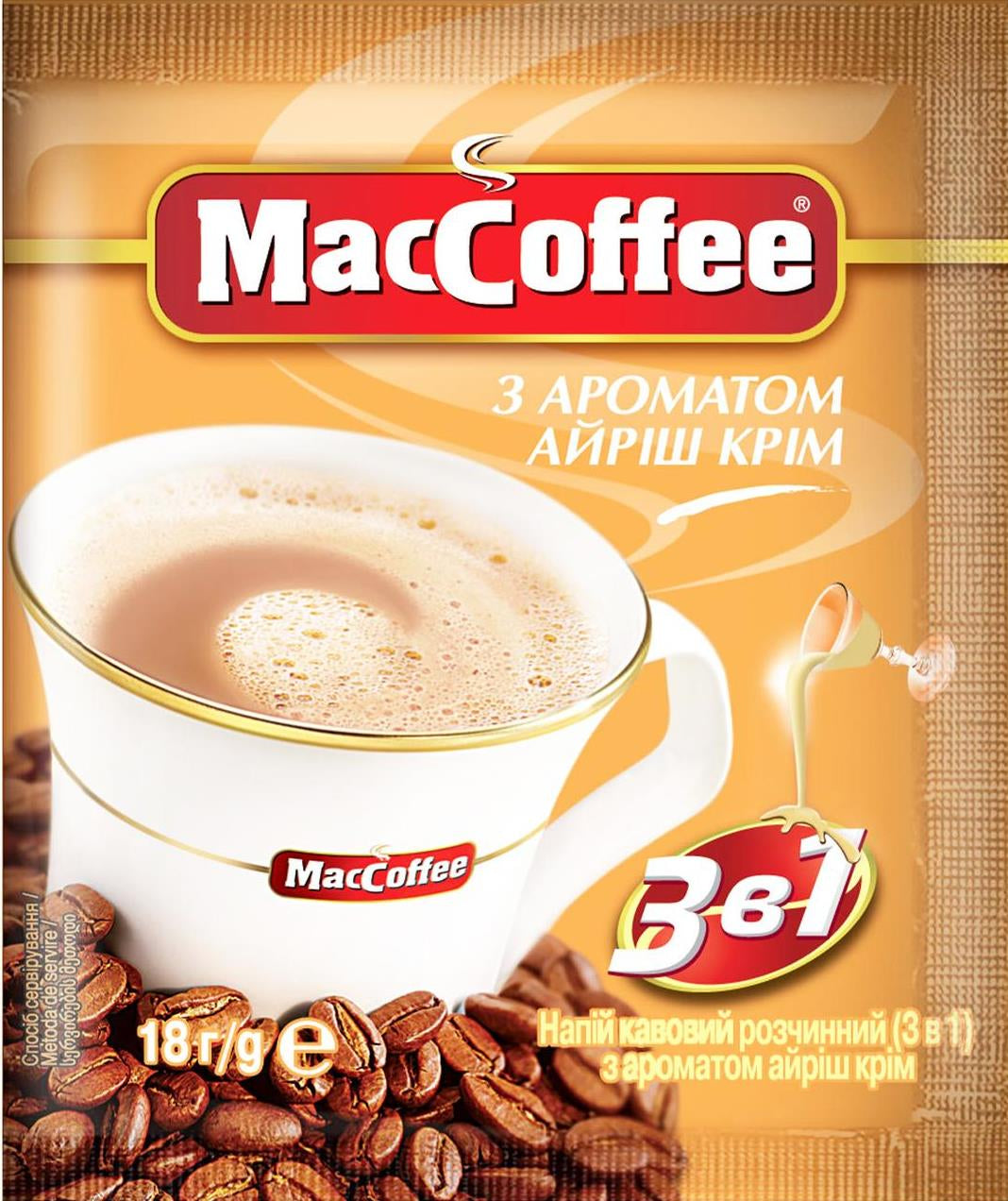 MacCoffee 3-in-1 Irish Cream Instant Coffee Drink, 18 g