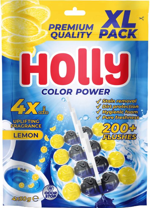 Holly Color Power XL Pack Lemon Toilet Block, 4 x, 50 g