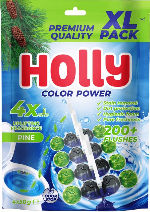 Holly Color Power XL Pack Pine Toilet Block, 4 x, 50 g