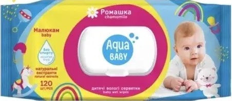 Aqua Baby Chamomile Kids Wet Wipes with Lid, 120 pcs