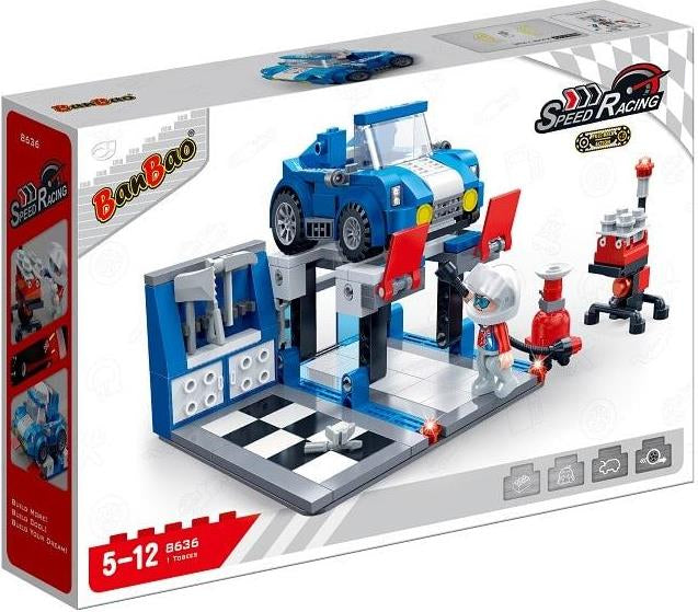 Banbao 8636 Speed Racing Oil Change Zone Building Set, 243 Pieces