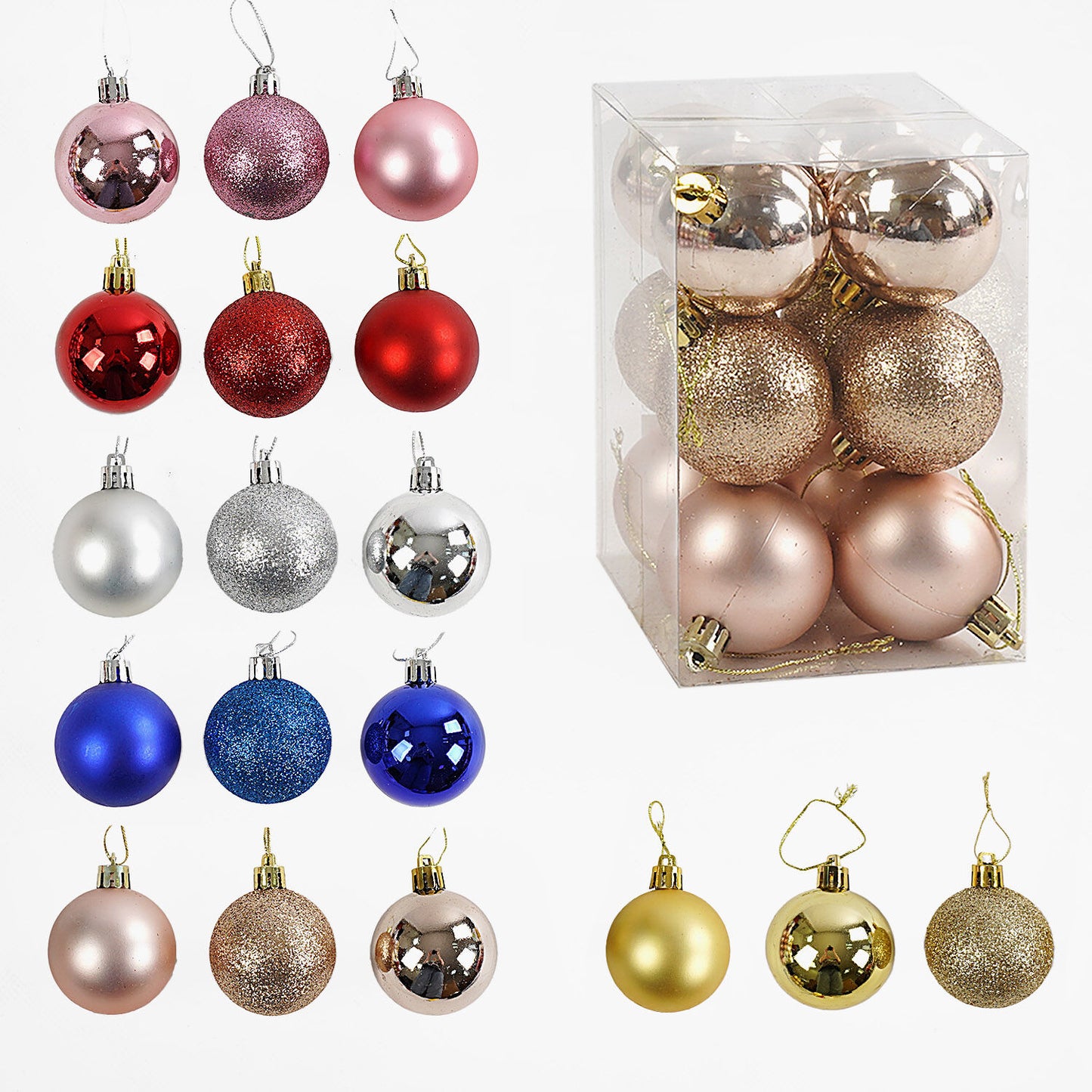 C 67657 Christmas Ball Ornaments, 5 cm Diameter, 12 pcs