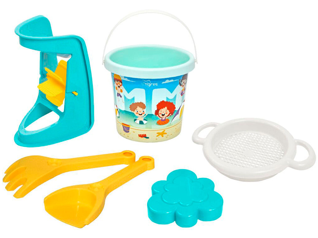 Tigres Summer 39909 Sand Play Set with Mill & Thermal Sticker, 6 pcs
